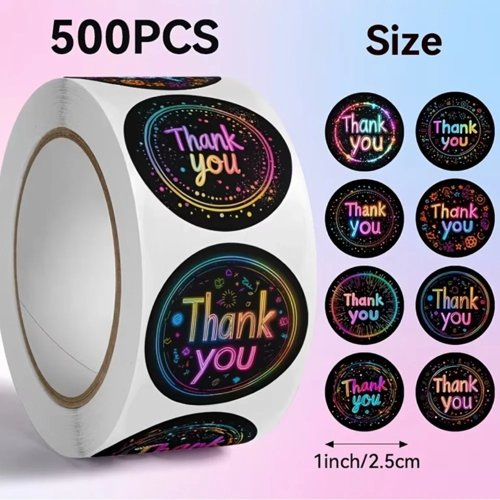 Colorful Thank You Stickers, NEW, 500 Stickers